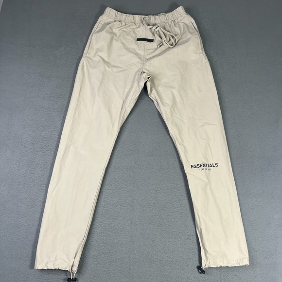 Fear of God Essentials Pants Mens Small Beige Track Drawstring Running Gym - Picture 1 of 16